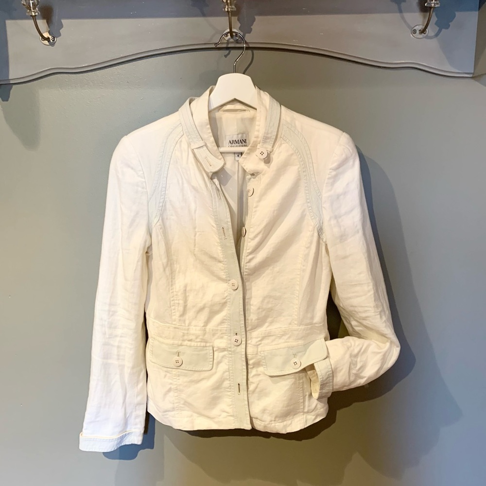 Armani Linen and Leather Moto Blazer